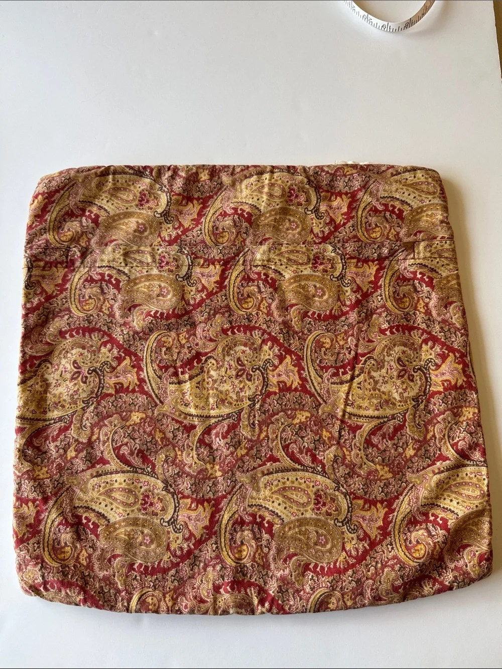 Vintage 16” Quilted Pillow Shams in Cream and Burgundy